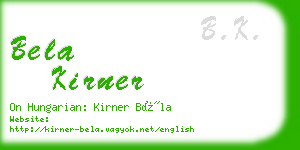 bela kirner business card